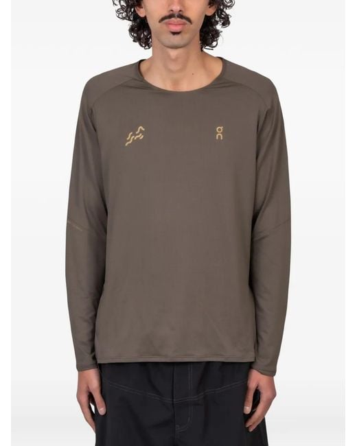 On Shoes Gray Year Of The Horse Lg-Sleeve Performance T-Shirt for men