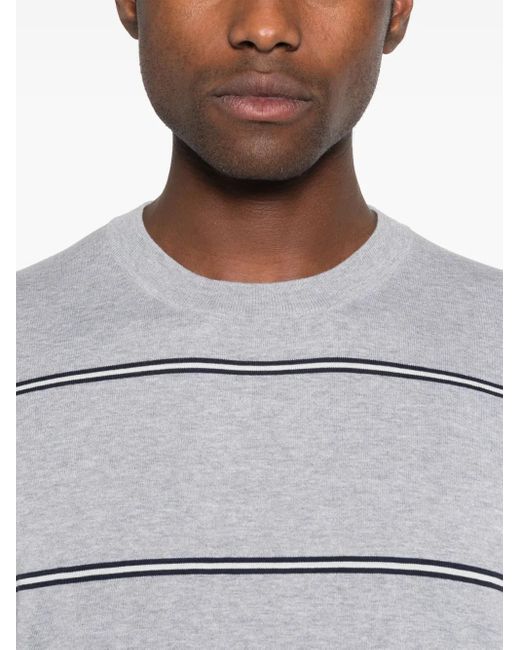 メンズ Brunello Cucinelli ストライプ Tシャツ Gray