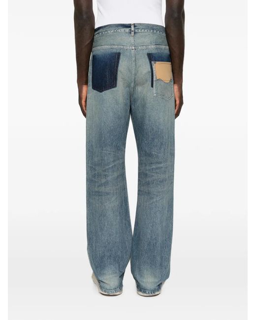 Maison Mihara Yasuhiro Blue Faded Patchwork Jeans for men