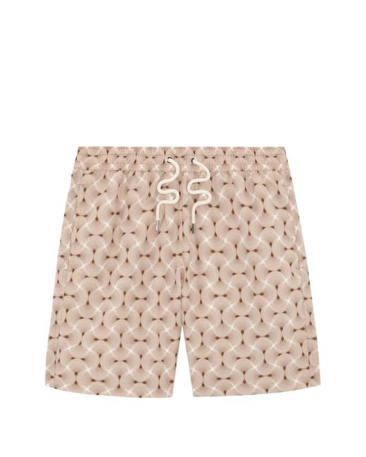 Frescobol Carioca Natural Geometric-Print Swim Shorts for men