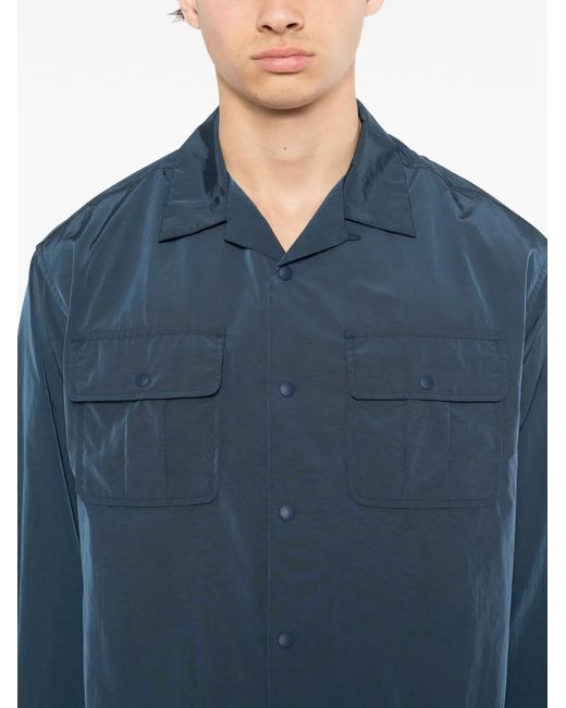 SPORT b. by agnès b. Blue Open-Collar Pocket Shirt for men
