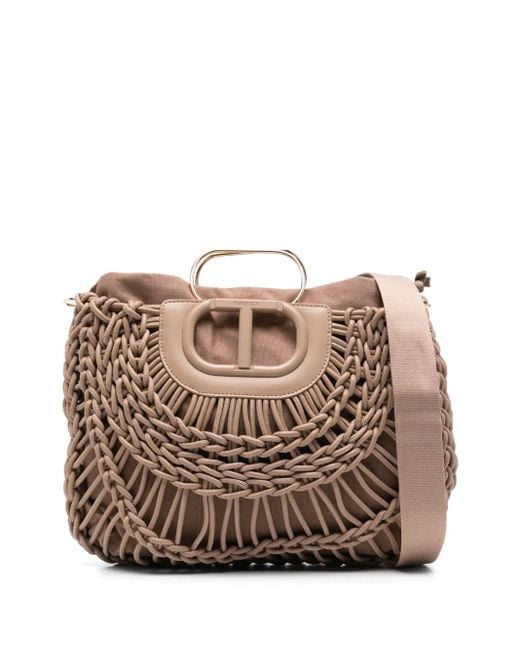 Twinset Natural Handtasche Mit Flechtmuster