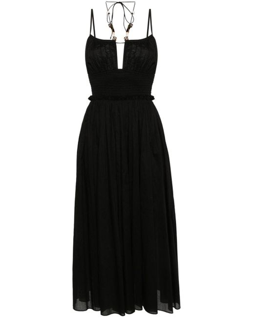 Maje Black Bead-embellished Midi Dress