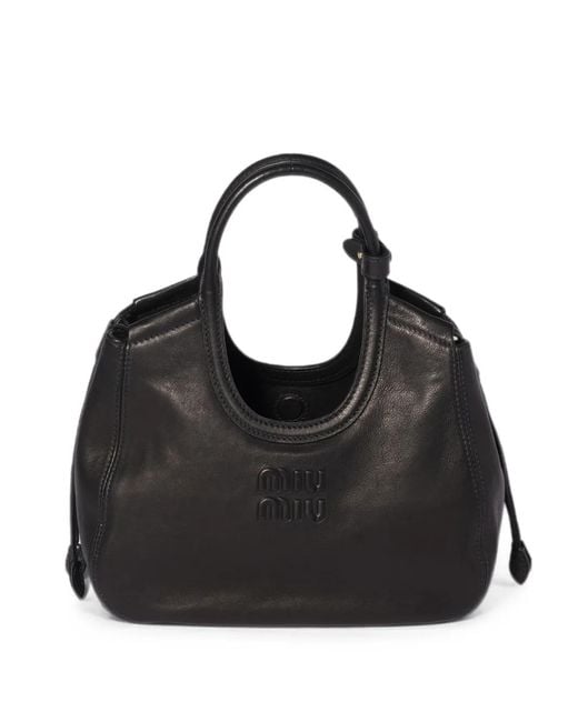 Miu Miu Black Ivy Nappa Leather Tote Bag