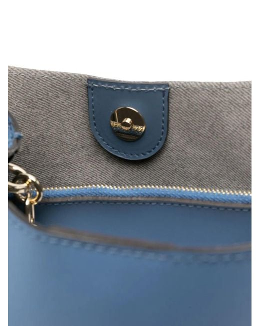 Furla Blue Small Sfera Top-Handle Leather Bucket Bag