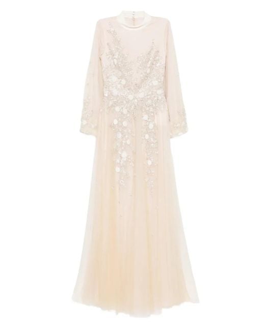 Saiid Kobeisy White Embroidered Velvet Gown