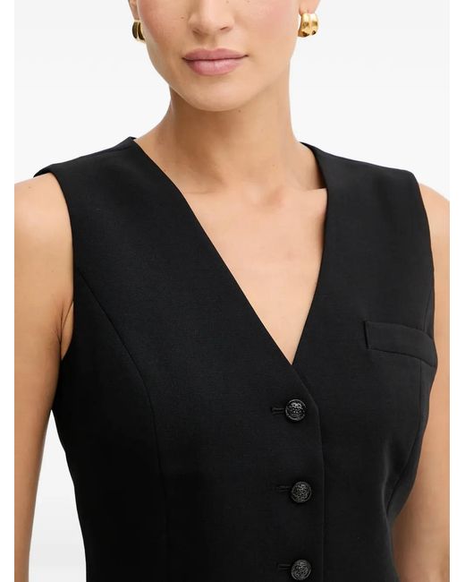Guess Black Button-Up V-Neck Vest