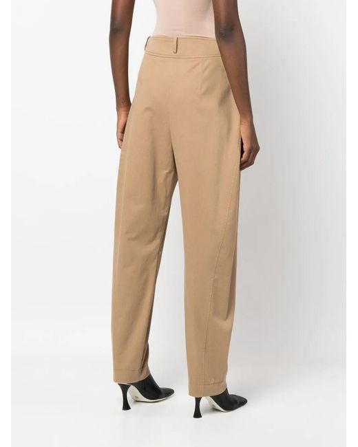 Alberta Ferretti Natural High-Waisted Tapered Trousers