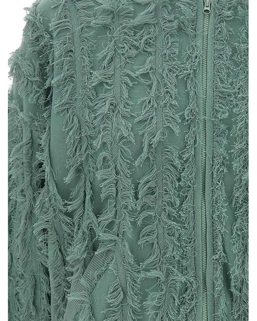Kangra Green Frayed Zip Jacket