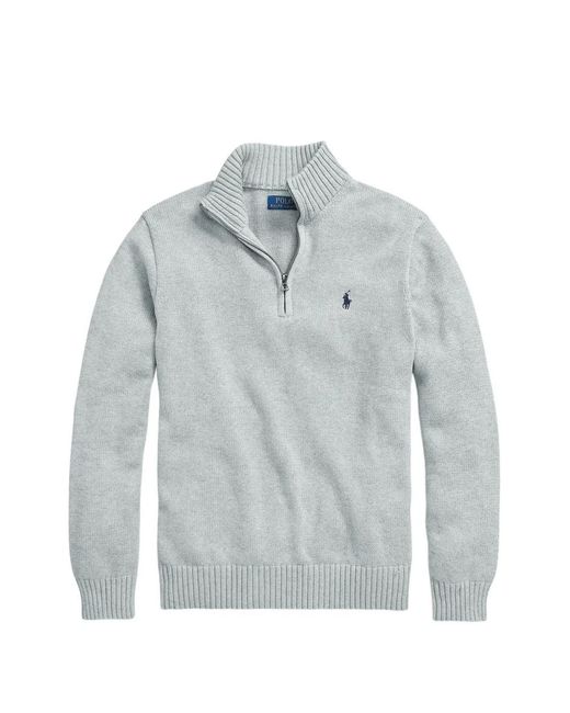 Polo Ralph Lauren Blue Pony-Embroidered Quarter-Zip Sweater for men