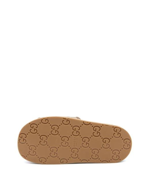 Gucci Brown Gg Canvas & Leather Platform Slide