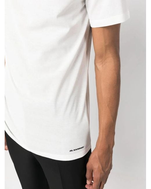 Jil Sander White Cotton T-Shirt With Logo Print for men