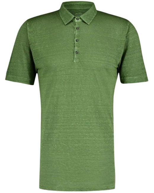 120% Lino Green Linen Polo Shirt for men