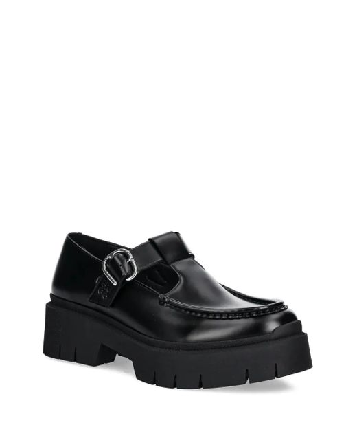 HUGO Black Buckle-Detail Platform Loafers