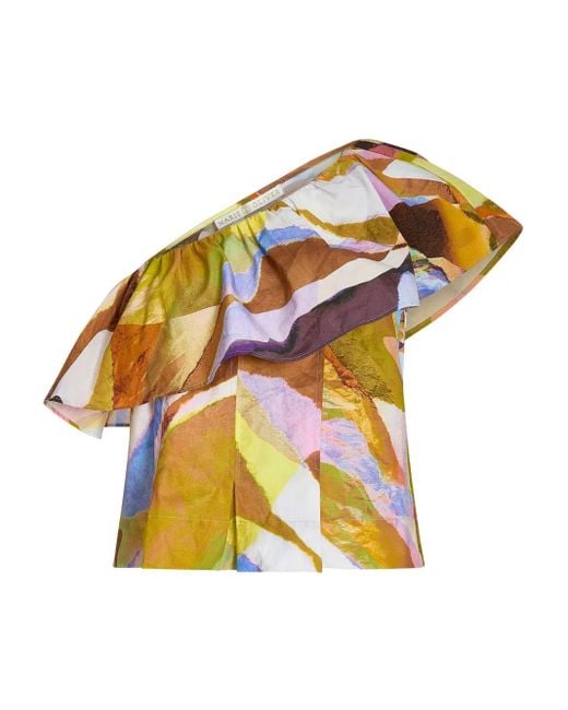 Marie Oliver Metallic Mccauley Asymmetric Ruffle Top