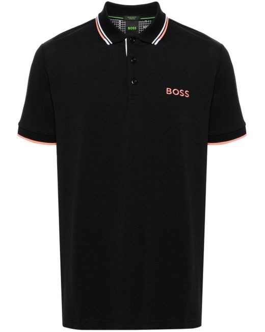 Boss Black Logo-embroidered Piqué Polo Shirt for men