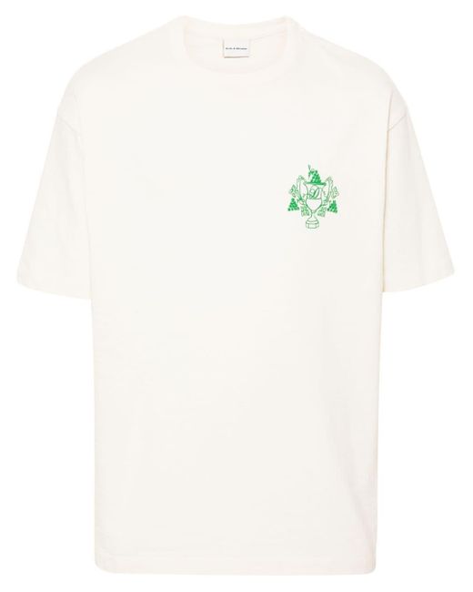 Drole de Monsieur White Blason-print Cotton T-shirt for men