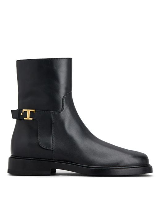 Tod's Black T-Timeless Leather Ankle Boots