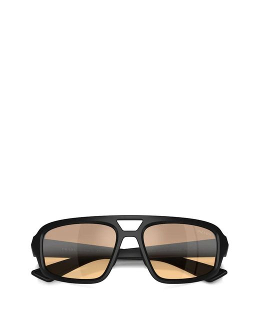 Prada Linea Rossa Black Pilot-Frame Sunglasses for men