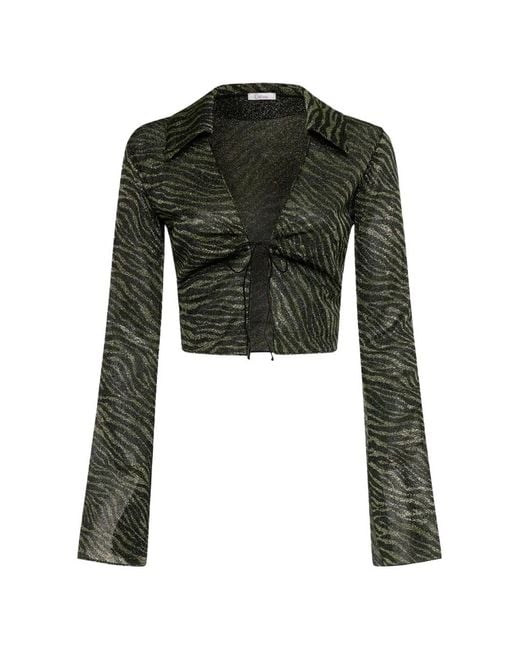 Oseree Green Animalier Slim-Fit Shirt