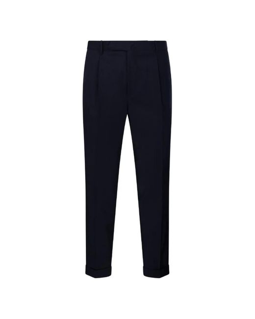 Santaniello Blue Pleated-Detail Buttoned Suit for men