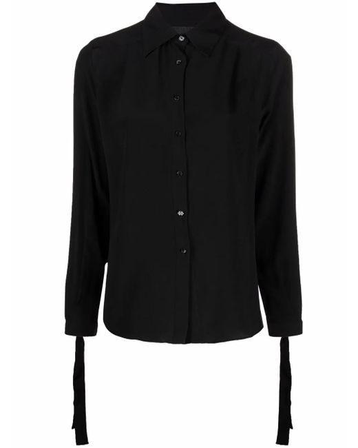Philipp Plein Black Button-Down Silk Shirt