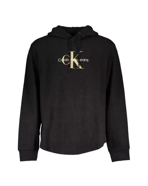 Calvin Klein Black Logo-Embroidered Knitted Hoodie for men