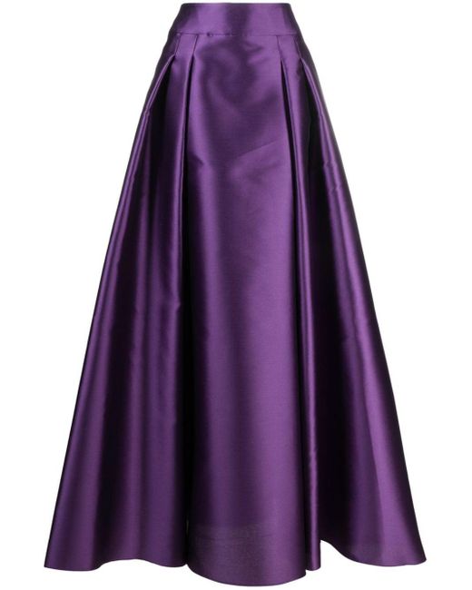 Alberta Ferretti Purple A-line Satin Maxi Skirt