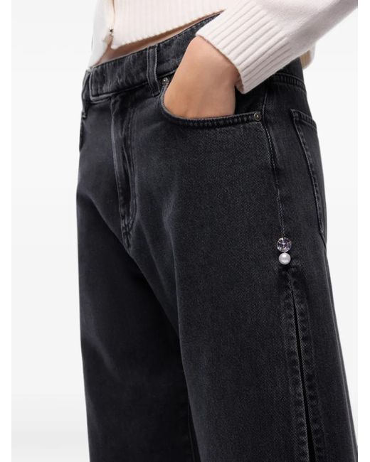 Pinko Black Wide-Leg Jeans With Side Slits