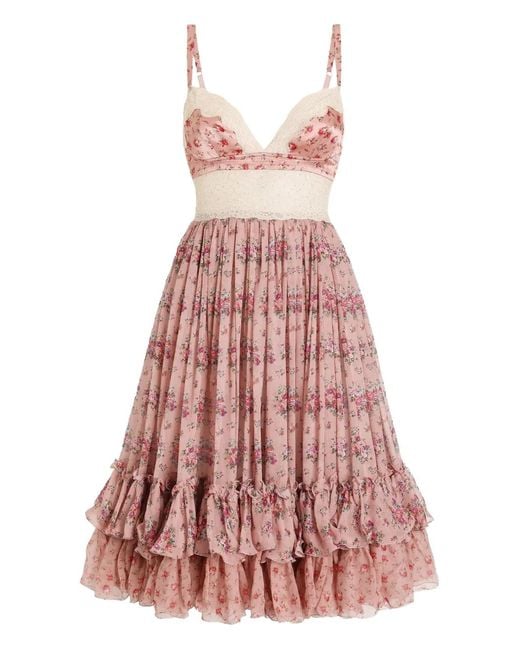 slim fit dress slacks Dolce & Gabbana Floral-lace Flounce Dress – Runway Catalog main image 0