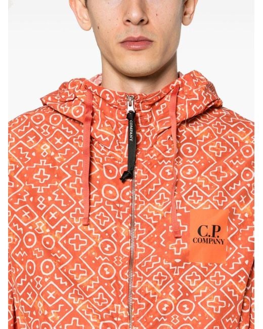 C P Company Orange Inca-print Hooded Jacket for men