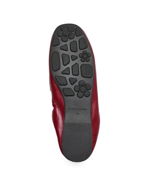 Marc Jacobs Red Logo-Plaque Leather Loafers