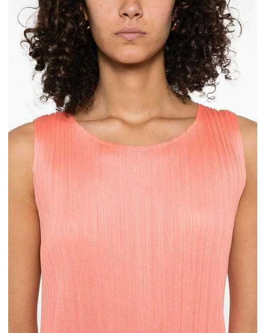 Pleats Please Issey Miyake Pink Robe Mi-Longue À Design Plissé