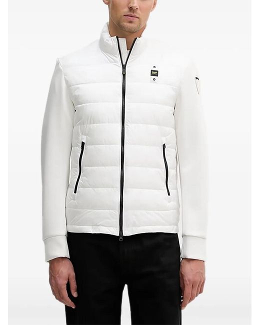 Blauer White Quilted Patch Jacket for men