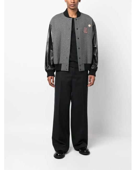 Helmut Lang Gray Logo Varsity Bomber Jacket for men