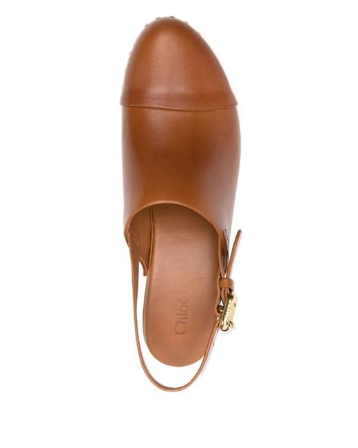 Chloé Brown Jeannette Wedge Clogs