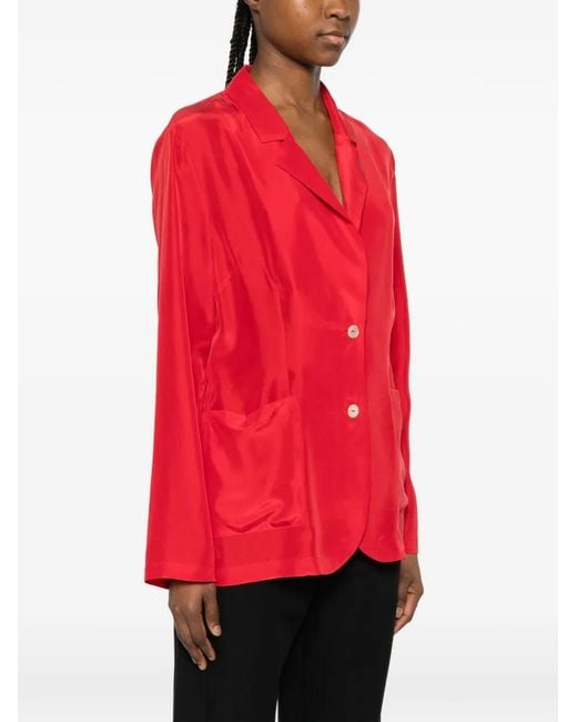 P.A.R.O.S.H. Red Saxon Button Patch-Pocket Blazer