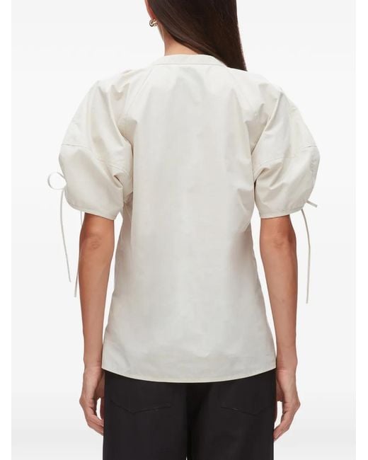 3.1 Phillip Lim White V-Neck Drawstring Top