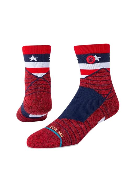 Stance Red Star-Print Striped Socks for men