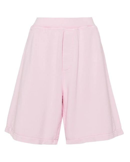 DSquared² Pink Rubberised-Logo Cotton Shorts