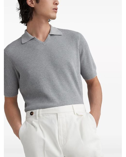 Brunello Cucinelli Gray Polo Sweater for men