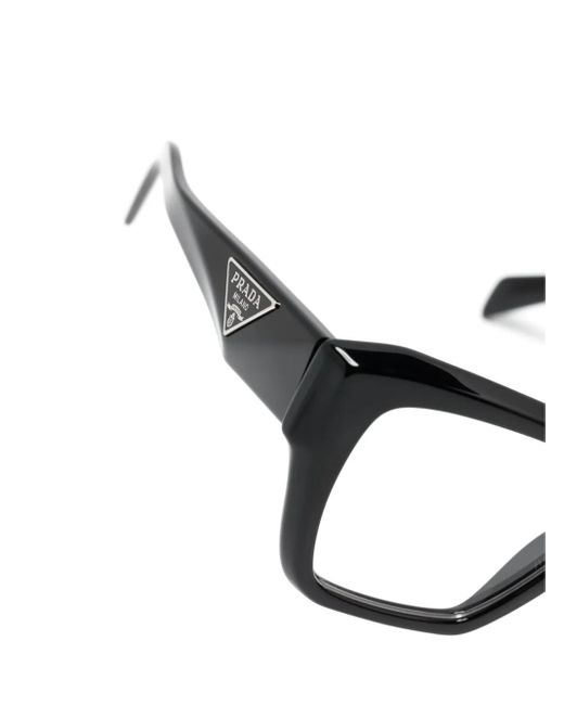 Prada Black Logo-Plaque Glasses