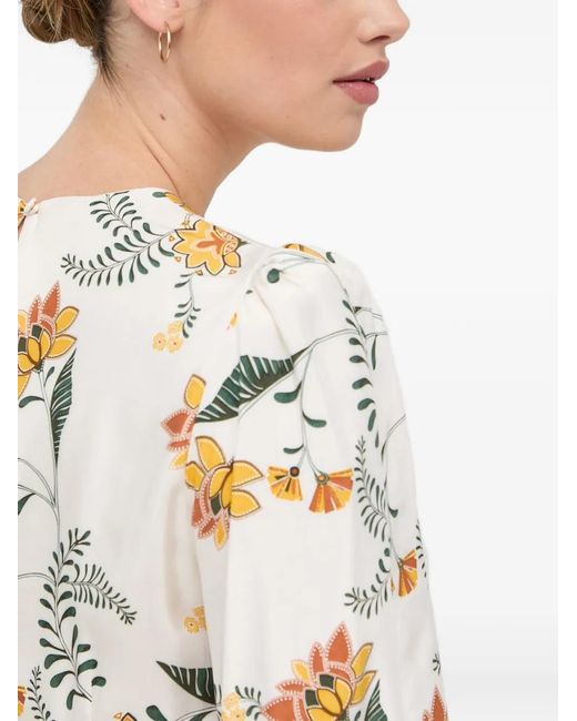 IVY & OAK White Floral-Print Dress
