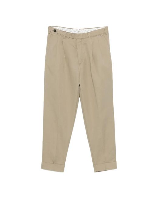 PT Torino Natural Pleated Cuffed Trousers for men