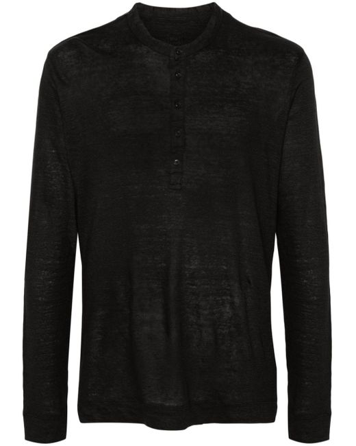 T-shirt a maniche lunghe di 120% Lino in Black da Uomo