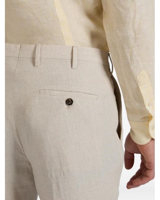 Incotex White Patterned Linen Trousers for men