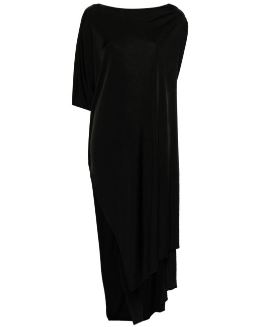 Faliero Sarti Black Guadalupe Asymmetric Beach Dress