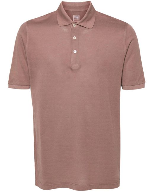 Fedeli Pink Wind Cotton Polo Shirt for men