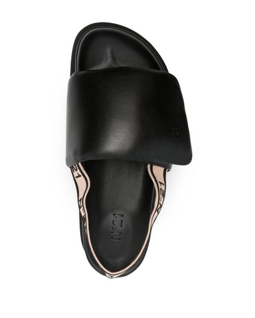 N°21 Black Logo-debossed Slingback Sandals
