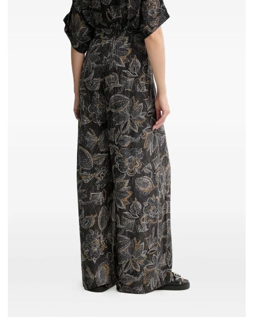 Sessun Black Floral-Print Trousers